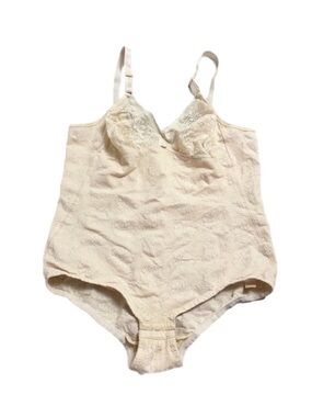 60s/70s European Vintage Triumph Jacquard Floral Shaper Bodysuit Cream Size M/L